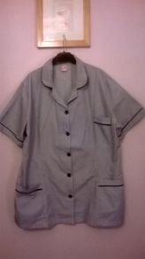 Navy and White Pin Stripe Work Uniform Shirt