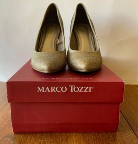Gold Christmas Party Wedding New Year's Ball Shoes Marco Tozzi Size 6/39