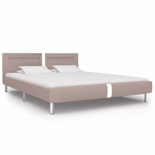 Bed Frame with LED Cappuccino Faux Leather 150x200 cm