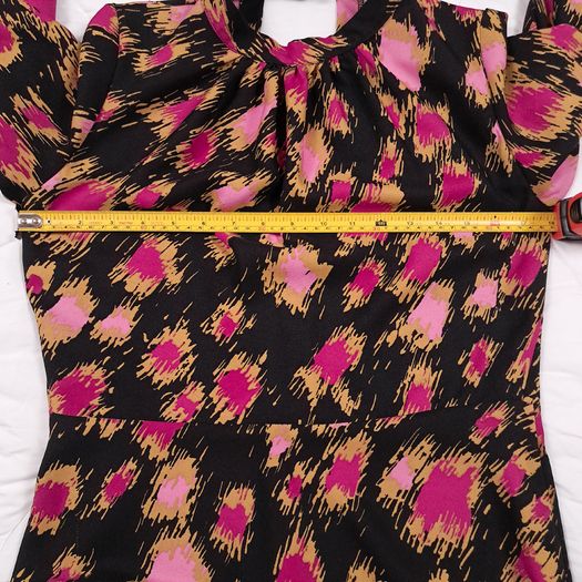 Closet Black Pink Mustard Abstract Print Midi Dress 10UK/38EU