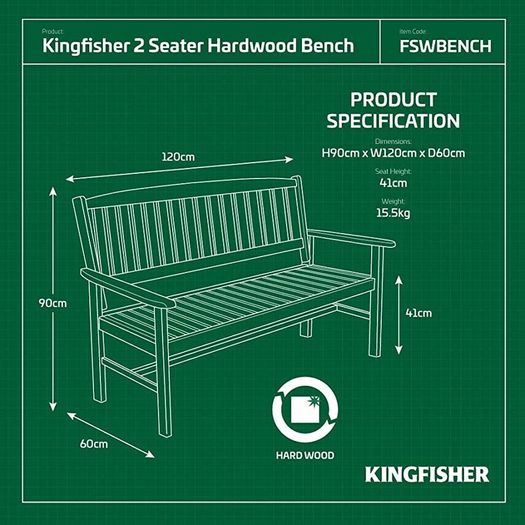 2-Seater Hardwood Garden Patio Bench (FREE POSTAGE)