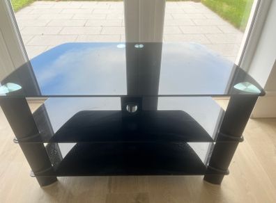 Glass black tv stand with 2 shelves