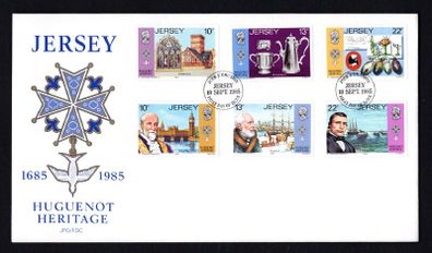 1985 Jersey 300th Anniversary of Huguenot Heritage Commemorative Stamps First Day Cover (FDC)