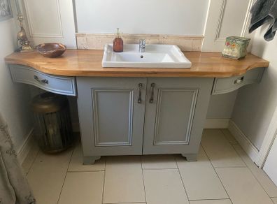 Handmade Bathroom cabinet with solid wood counter top
