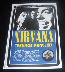 Nirvana Repro Concert Poster Stockholm Sweden European Tour 1992