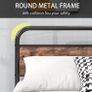 King Size Bed Frame with Headboard,Oval-Shaped Platform Bed with Under-Bed Storage,Steel Slats Mattress Foundation Round Pipe Design,Brown Image 2