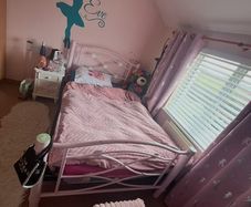 Solid Double 4 Foot 6 inch bed. Mattress free too if desired, in great condition.