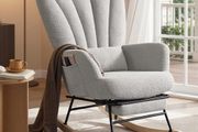 Rocking Chair Removable Cushion Side Pockets Wooden Legs Dove Grey