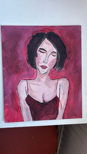 Original Hand Painted Woman Portrait - Acrylic on Canvas