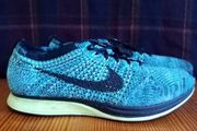 Nike Flyknit Racer blue black 9 44 lightweight runners trainers
