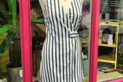 Warehouse 100% cotton green stripped wrap dress