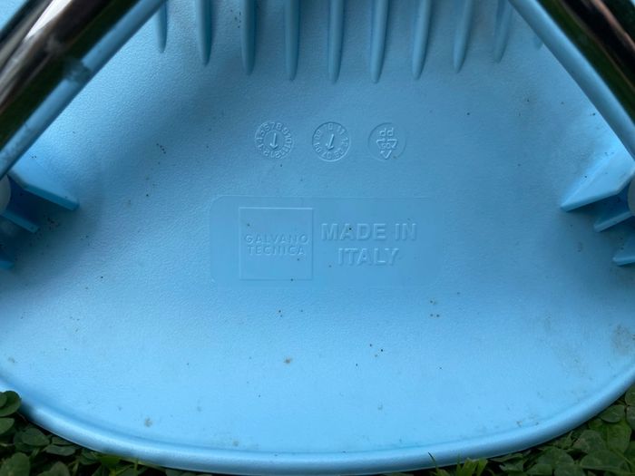 A pair of blue children's chairs