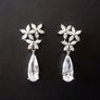 Wedding Bridal Flower Crystal Silver Earrings Image 2