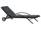 Sun Lounger with Cushion & Wheels Poly Rattan Anthracite