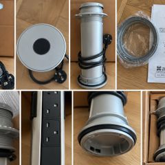 ASA VersaElite Pop-Up Worktop Socket 3 Gang Matt Chrome Black Button New