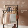 Industrial Double Clothes Rail with Wheels  Heavy Duty Garment Rack with Shelf Image 3