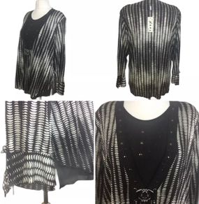 Ladies brand new brown and cream dressy top 2XL