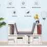 HOMCOM Bookcase Storage Shelf with Cushioned Reading Seat, Cube Bookshelf Organizer for Bedroom Living Room, White Image 8