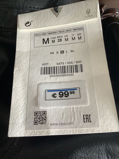 Zara capsule collection , real leather , new, size S