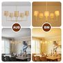 Gold Chandelier Lighting Living Room,5 Lights Metal Pendant Light Fixtures with Handmade Rattan Shade,Farmhouse Chandeliers Ceiling Light for Kitchen Island Dining Room Bedroom Hall,Height Adjustment Image 3