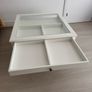 Modern White Coffee Table with Glass Top & Storage Drawer Image 2