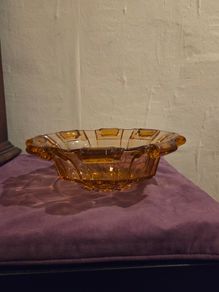 Large Art Deco Amber Glass Bowl