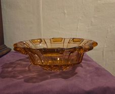 Large Art Deco Amber Glass Bowl