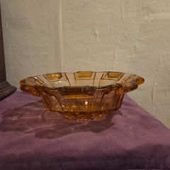 Large Art Deco Amber Glass Bowl
