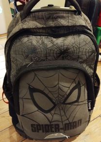 Spiderman pull back pack w. handle school suitcase