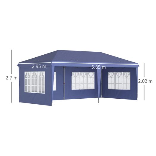 3 x 6m Pop Up Gazebo with Sidewalls and Storage Bag