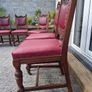 Victorian dining chairs crafted from oak with red leather upholstered seats Image 4