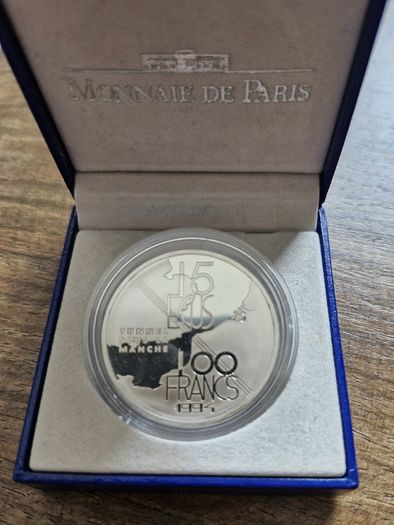 Proof 1994 France 15 ECUs / 100 Francs Channel Tunnel Low Mintage Silver coin