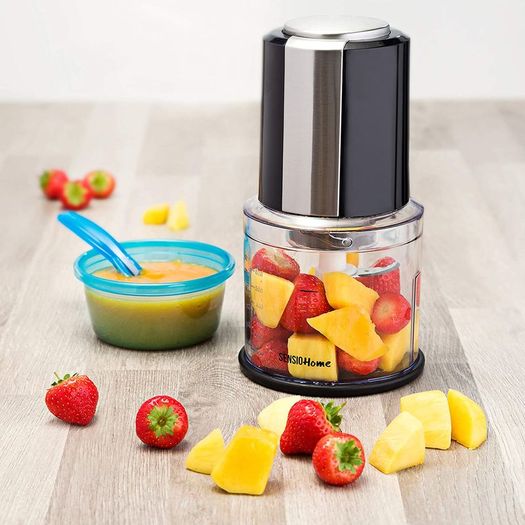 Mini Food Chopper Small Food Processor  Electric Dicer Suitable for Baby Food, Onion and Other Vegetables - 600ml Blender Bowl and Quad Durable Stainless-Steel Blades  300W - Black