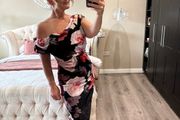 floral atom label midi dress