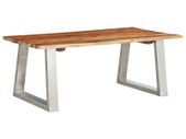 Coffee Table 100x60x40 cm Solid Acacia Wood and Stainless Steel