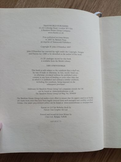 Benedictus a book of blessings 2007 first edition by John O Donohue hardback in good condition FREE STANDARD POSTAGE INCLUDED
