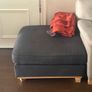 Grey 2-seater sofa with navy ottoman Image 2