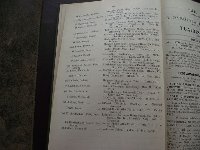 1922 Dail Eireann Parliamentary Debates. Official Report. Volume 1