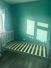 Grey single bed