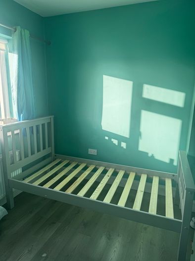 Grey single bed