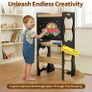 4-in-1 Toddler Standing Tower, Convertible Kids Kitchen Step Stool with Anti-Drop Safety Rail, Multi-Use Learning Helper Tower for Kitchen Counter, with Blackboard (Black & Natural) Image 5