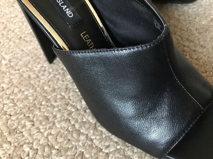 River Island black soft leather slip-on sandal size 5