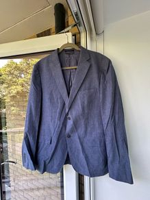 Calvin Klein Lord and Taylor Mens Blue Textured Blazer Jacket Size 44R US 54 EU