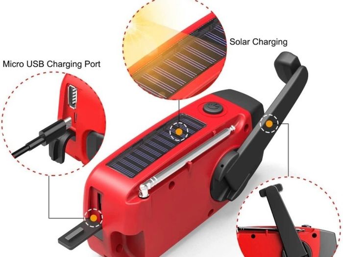 Weather Radio,Solar Radio, Emergency Hand Crank Self Powered AM/FM Solar Weather Radio with LED Flashlight, WB Radio with Battery Backup, 2000mAh Emergency Power Bank for Smart Phone (FREE POSTAGE)