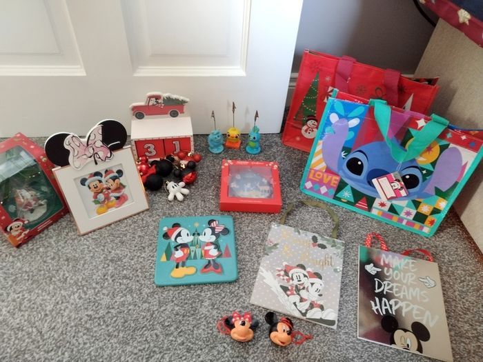 Box Of New as New Disney Christmas Ornaments and Gifts