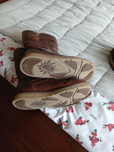 Tall brown leather Ugg boots