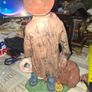 Large Vintage Ceramic Cowboy Figurine Hand Painted brown jacket and a detailed saddle resting at his feet Postage Available or Collection Image 5