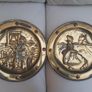 Pair of Vintage Brass Circular Embossed Plate Plaques Image 5