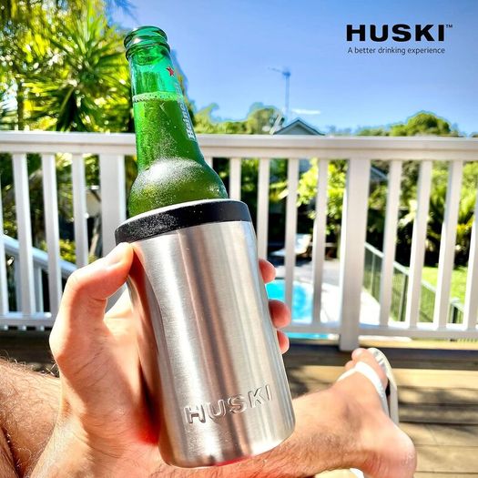 Huski Beer Cooler 2.0 | New | Premium Can and Bottle Holder | Triple Insulated Marine Grade Stainless Steel | Detachable 3-in-1 Opener | Works as a Tumbler | Best Gifts for Beer Lovers