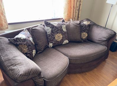 Brown sofa with armchair
